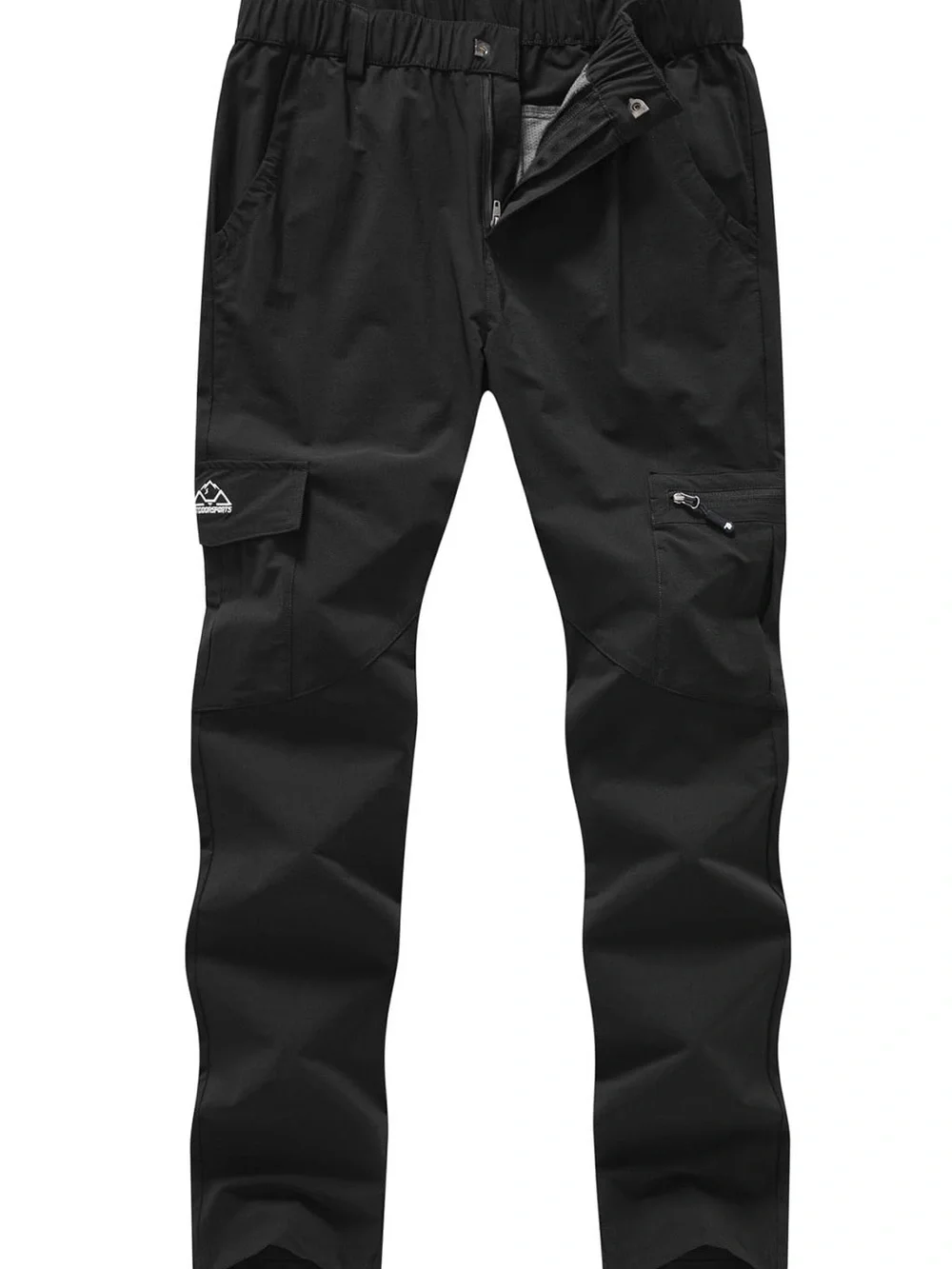 Men's Black Utility Cargo Pants with Elastic Waist